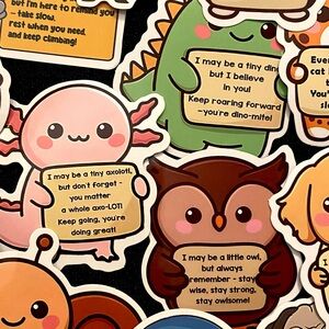 Adorable Animal Sticker Set with Motivational Quotes | Great for kids & adults